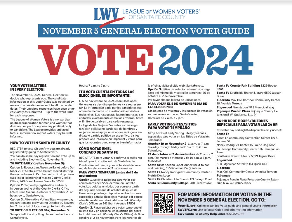 Cover of 2024 General Election Santa Fe County Voter Guide